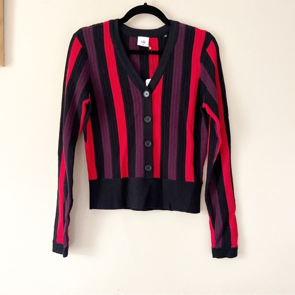 CAbi• royal pullover purple red black striped king sleeve sweater women’s medium - Picture 6 of 16